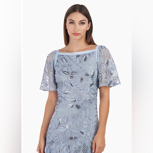 JS Collections Yvonne Flutter A-Line Gown NWT Size 8 - Picture 5 of 10